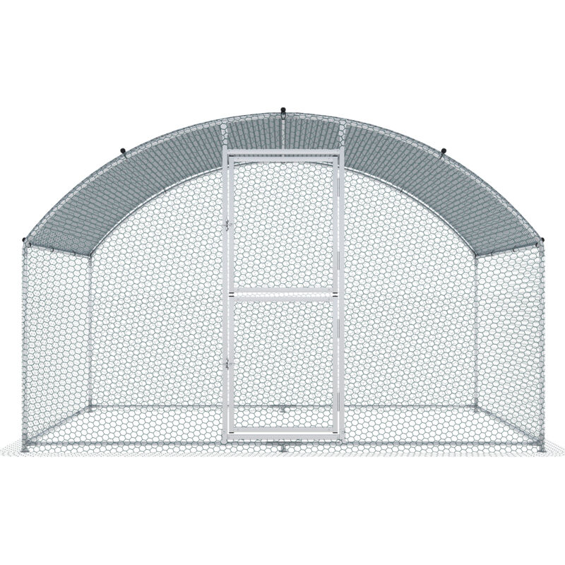 Mophorn Grand poulailler en métal avec enclos, cage à volaille de 2 x 3 x 2 m, toit en dôme, couverture imperméable, pour cour, poulailler,