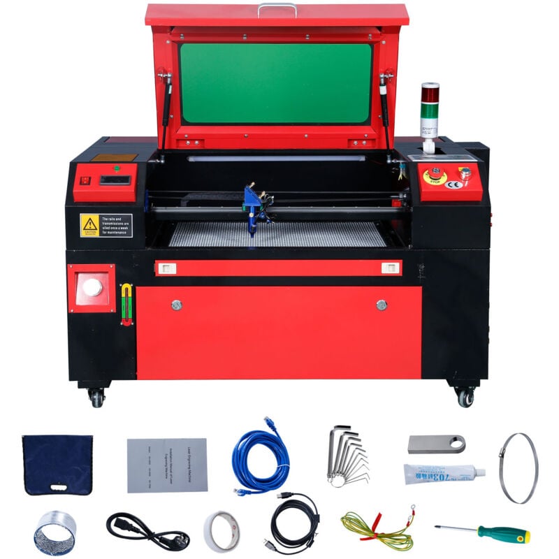 Graveur laser CO2 60 w 400 x 600 mm 800 mm/s, découpeur laser avec assistance d'air à 2 voies, compatible avec LightBurn, CorelDRAW, AutoCAD,