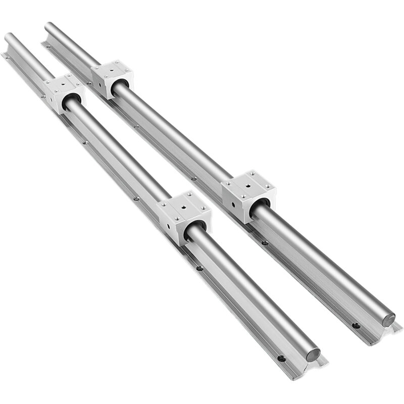 Mophorn Guide de rail linéaire 2X SBR16-600 mm Rail coulissant linéaire + 4 blocs SBR16UU pour machines et équipements automatisés, diamètre 16 mm,