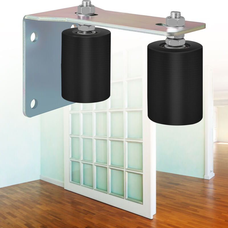 VEVOR Guide de rouleau de portail, 7,62cm, rouleau de guidage pour porte coulissante, en nylon noir peint en zinc, avec support en forme de L et