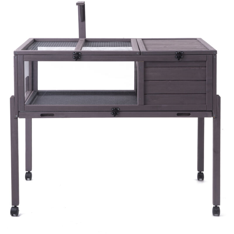 Mophorn - Habitat pour tortues , maison en bois pour tortues d'intérieur et d'extérieur, enclos roulant pour reptiles avec support d'éclairage, cage