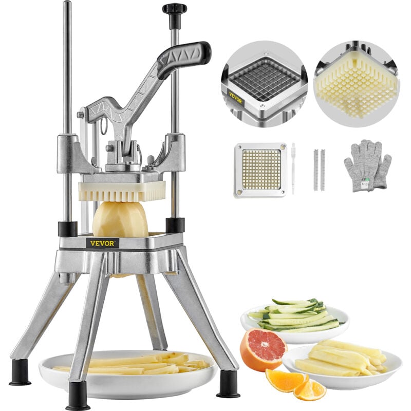 Hachoir à légumes et fruits commercial , lame de 1/4 po, coupe-aliments robuste, acier inoxydable pour pommes de terre, oignons et plus - Mophorn