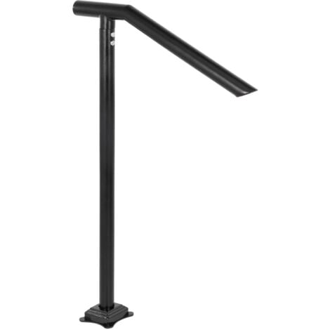 Mophorn Handrail for 1-3 Steps, Black Steel Railing, 330LBS Capacity, Baking Varnish Finish, Stylish Metal Handrail for Outdoor Stairs, Includes Expansion Bolts & Drill Bit - Black