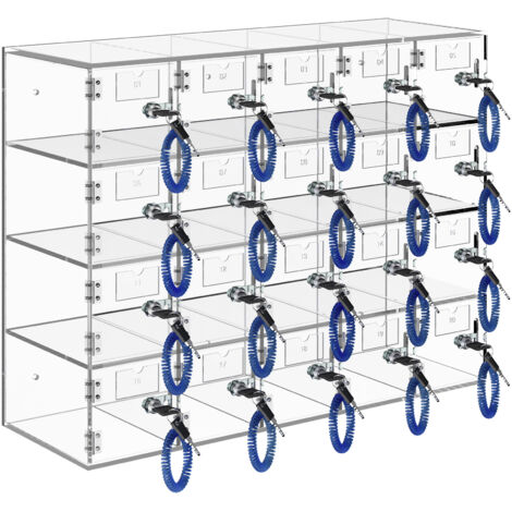 Mophorn Handy-Aufbewahrungsschrank, Acrylschrank mit 20 Fächern, mit Türschlössern und Schlüsseln, wandmontierter Organizer für Büro, Klassenzimmer, Fitnessstudio, klare Oberfläche