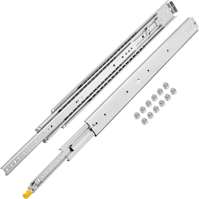 Mophorn Heavy Duty Drawer Slides 60 » Locking Ball Bearing Drawer Glides, 500lbs Load Capacity, Full Extension, Push to Open Drawer Runners Rail for