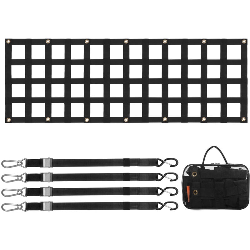 Image of Mophorn Heckklappennetz, 60 x 18 Zoll, strapazierfähig für LKW-Ladefläche, 4 Gurte, verstellbar