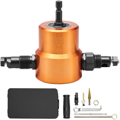 Mophorn Herramienta cortadora de chapa de doble cabezal , accesorio de taladro eléctrico para cortar metal