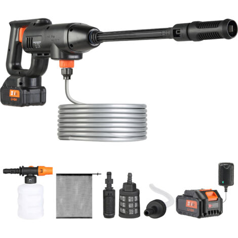 Mophorn Hidrolavadora inalámbrica: limpiador portátil de mano de 580 PSI y 1,1 GPM con batería de 4,0 Ah y cargador, boquilla 6 en 1, ideal para el hogar, el piso, la limpieza del automóvil y el riego