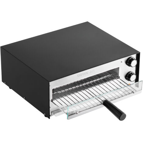 Mophorn Horno de Pizza Eléctrico de 30 cm para Encimera, Rango de Temperatura de 25 a 300 °C, 1450 W, Ajuste de Tiempo y Temperatura, con Sistema de Calor Dual y Bandeja para Migas, para Cocinas