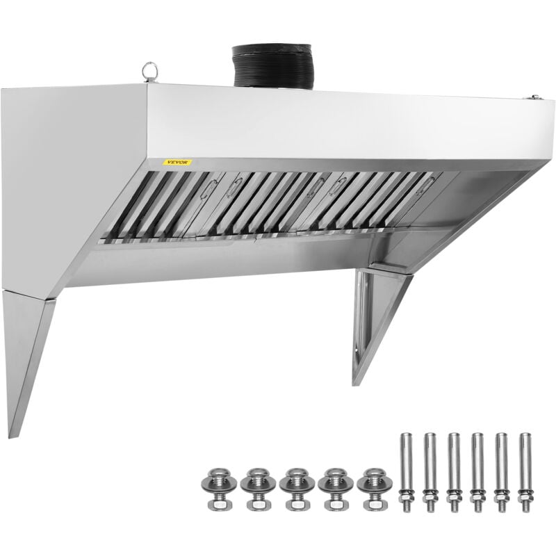 Vevor Hotte Aspirante Commerciale de 2,1 m pour Camion-Restaurant, Hotte de Remorque en Inox 201 avec 3 Grilles de Filtre a Huile Amovibles en Forme