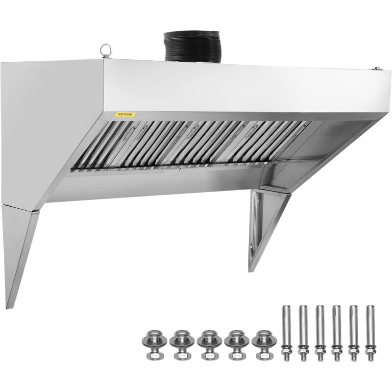Vevor Hotte Aspirante Commerciale de 2,7 m pour Camion-Restaurant, Hotte de Remorque en Inox 201 avec 4 Grilles de Filtre a Huile Amovibles en Forme