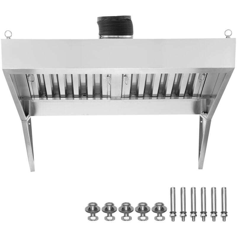 Hotte d'extraction commerciale 5FT, ventilation pour camion de restauration en acier inoxydable 201, hotte de cuisine résistante à la rouille avec 2