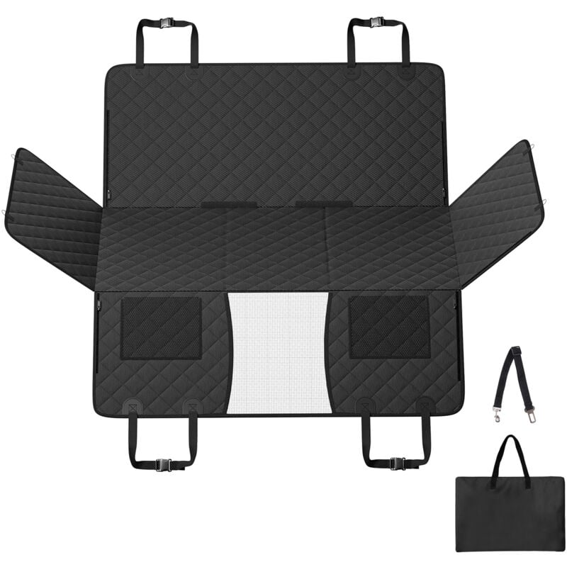 Housse de siège arrière pour chien 52 « x24.8 » Housse de siège arrière pour chien, lit à fond rigide, supporte 350lbs avec fenêtre en maille et
