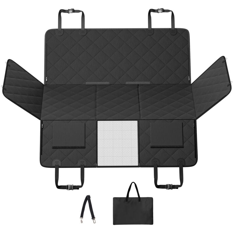 Housse de siège arrière pour chien 53 « x24.8 » Housse de siège arrière pour chien, fond rigide, supporte 350lbs avec fenêtre en maille et pochette