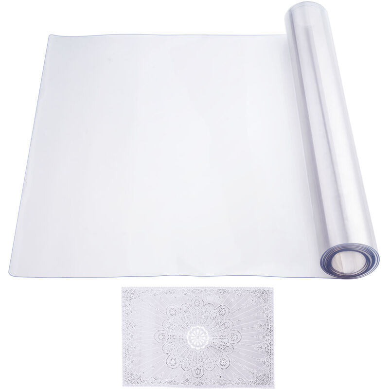 Mophorn Housse de table en plastique, 106,7 x 243,8 cm, protection de table transparente de 1,5 mm d'épaisseur, tapis de bureau en PVC, imperméable