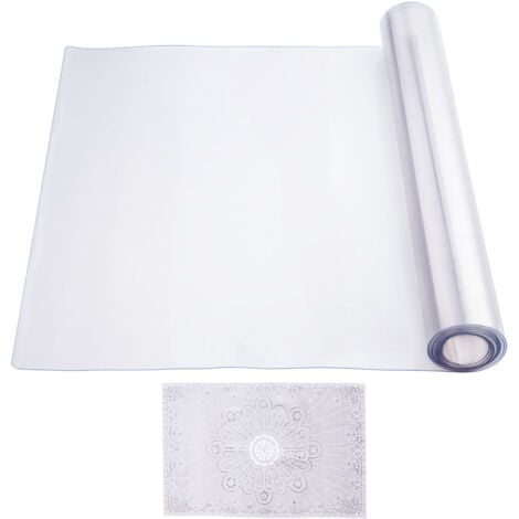 Mophorn Housse de table en plastique, 106,7 x 243,8 cm, protection de table transparente de 1,5 mm d'épaisseur, tapis de bureau en PVC, imperméable et facile à nettoyer pour bureau, salle à manger