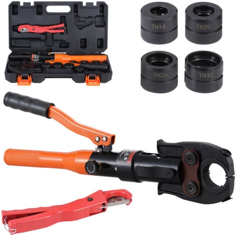 Mophorn Hydraulisches Rohr-Crimpwerkzeug für Kupferrohrverbindungen, Presszange mit TH16, TH20, TH26, TH32 Schnellwechselbacken, 360° Drehbares Pressset für Beengte Räume
