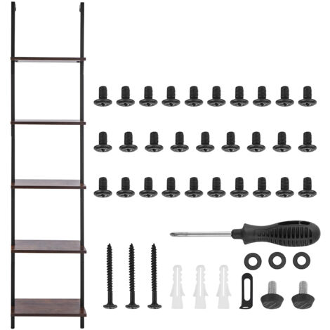 Mophorn Industrial Square Pipe Shelf, 5 Tier, 15.6x11.8in, Wall-Mount, Rustic Wood, Storage, Kitchen Bedroom Bathroom Living Room, Black
