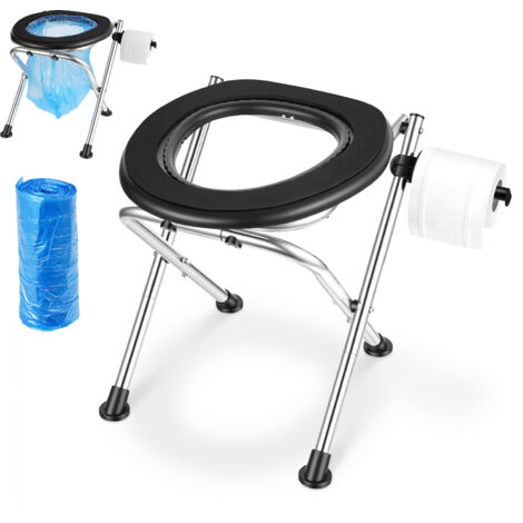 Mophorn Inodoro portátil para camping con capacidad de 160kg,estructura plegable de acero de 410 x 350 x 390mm,incluye cojín de EVA cómodo para adultos,ideal para uso en casa o viajes en autocaravana