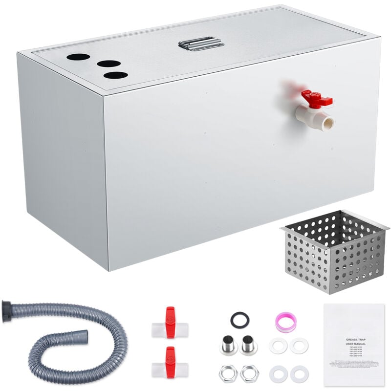 Mophorn - Intercepteur de graisse 25 lb, intercepteur d'entrée supérieure, séparateur d'eau et d'huile de 6,4 gpm, piège à graisse sous évier en
