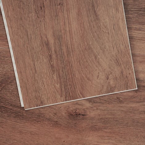 Mophorn Interlocking Vinyl Floor Tiles 1220 X 185 mm, 10 Tiles 5.5mm Thick Snap Together, Deep Brown Wood Grain DIY Flooring for Kitchen, Dining Room, Bedrooms & Bathrooms, Easy for Home Decor