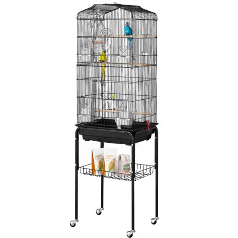 Mophorn Jaula grande para pájaros, 62 pulgadas, parte superior abierta con soporte rodante, espaciosa para loros y periquitos