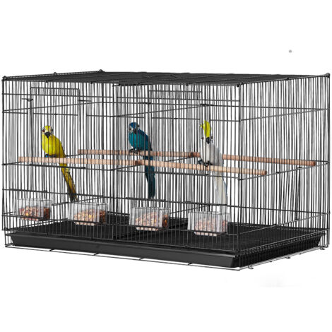 Mophorn Jaula para pájaro, 18 pulgadas, pequeña y resistente, con divisor, para loros y periquitos, color negro: espaciosa y versátil