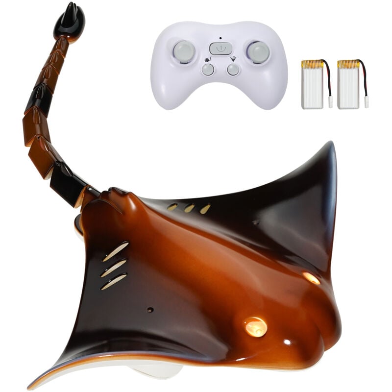 Jouet de raie manta télécommandé, 2,4 GHz, haute simulation avec lumière. 2 piles rechargeables incluses. Pour piscine, baignoire ou lac. Jouet de