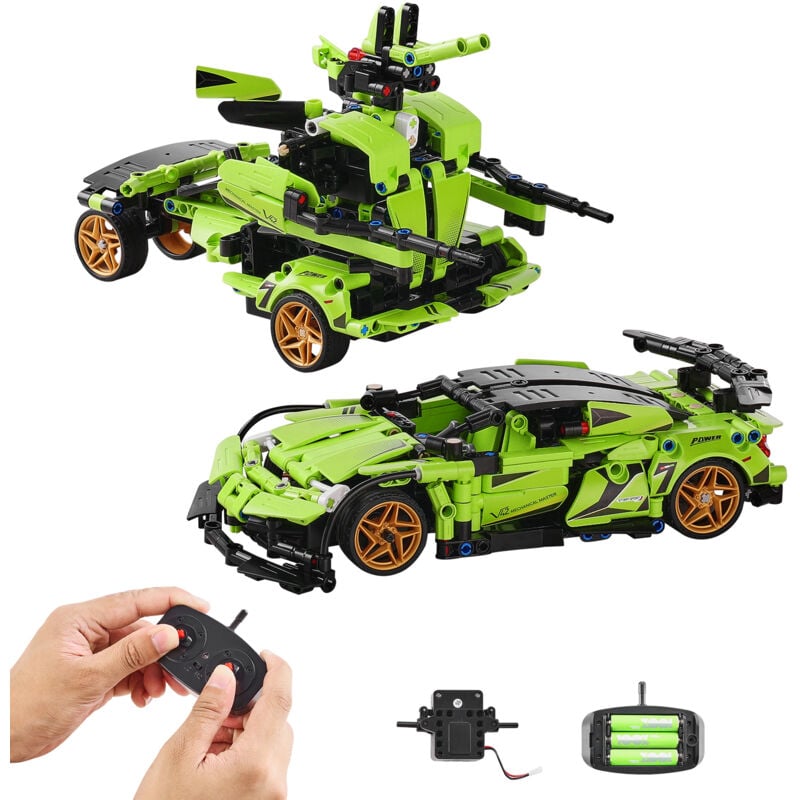Mophorn Jouets de construction STEM pour enfants, 2 en 1, 461 pièces, ensemble voiture/robot télécommandé