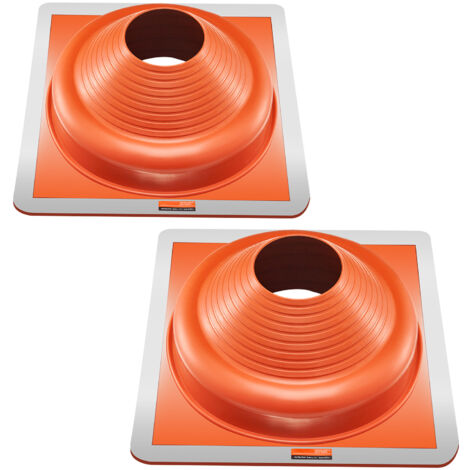 Mophorn Juego de 2 botas tapajuntas para tuberías de techo, se adaptan a tuberías de 6-3/4" a 14", de silicona flexible, resistentes a altas temperaturas de -101 ℉ a 437 ℉, base de metal cuadrada