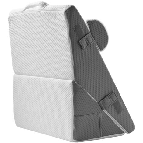 Mophorn Juego de 3 almohadas de cuña ajustables para cama, soporte de espuma ortopédica con funda lavable de jacquard, almohada posoperatoria, blanco/gris
