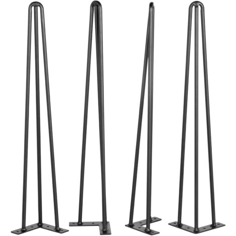 Mophorn Juego de 4 patas de mesa de horquilla de 22 pulgadas de , patas de acero al carbono resistentes de color negro, capacidad de 220 libras, ideal para bancos, escritorios y mesas de comedor de br