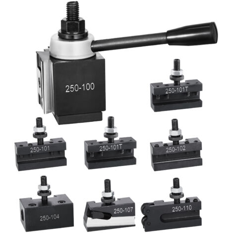 Mophorn Juego de portaherramientas de cambio rápido, 8 piezas, tipo cuña con portaherramientas de torno, accesorios de herramientas de torneado para tornos mini y de metal de 6" a 12", acero duradero