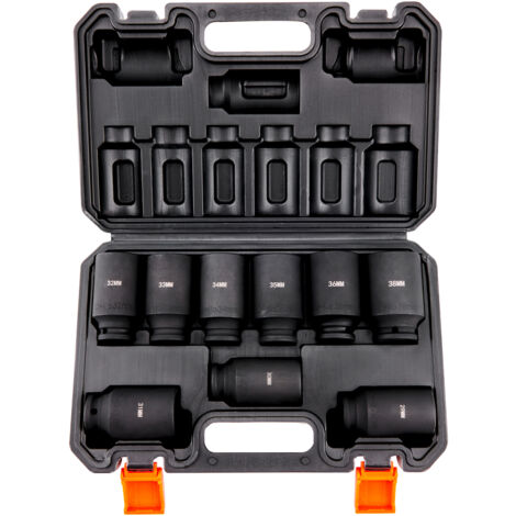 Mophorn Juego de Vasos de Impacto 1/2" Juego de Vasos de Impacto Metricos 9 piezas 29-38 mm Acero de Aleación CR-Mo Dureza HRC 42-48 con Estuche de Transporte para Reparación Automática