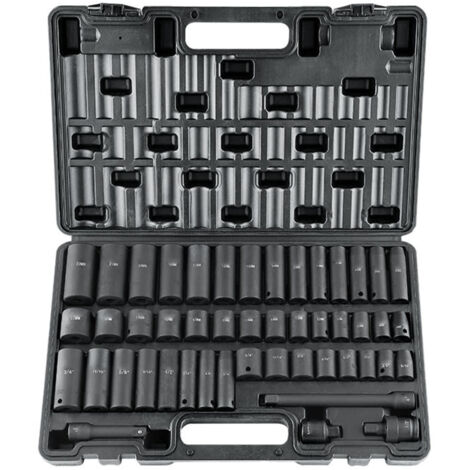 Mophorn Juego de Vasos de Impacto 3/8" Juego de Vasos de Impacto 48 Piezas Juego de Vasos de Impacto 6 Puntos CR-V Aleación de Acero HRC 42-48 con Accesorios y Estuche para Reparación Automática