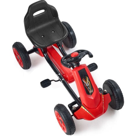 Mophorn Kids Pedal Go Kart, 4-Wheel Off-Road Ride-On Toy for Children. Features Steering Wheel, Adjustable Seat, Non-Slip Big Wheels. Ideal Outdoor Racer for Boys & Girls Ages 3-8. Red Color.