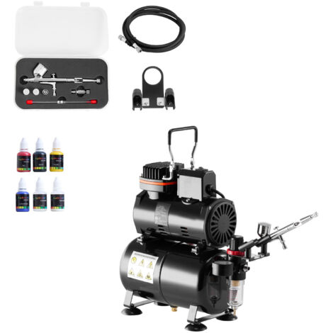 Mophorn Kit Aérographe avec Compresseur d’Air 1/6 HP et Réservoir, Ensemble avec Pistolet à Double Action, 3 Buses, Peinture Acrylique, pour Décoration de Gâteaux, Nail Art et Modélisme