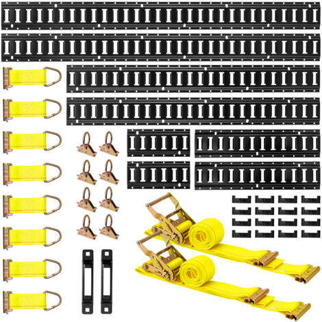 Mophorn Kit Binario di Linea E-track di Fissaggio, Sistema di Ancoraggio del Carico, Set da 8 con binari da 1,5 m, 1,2 m, 0,6 m e 0,3 m, Ideale per Furgoni e Rimorchi