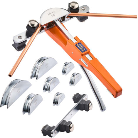 Mophorn Kit compacto de dobladora manual de tubos de 6 a 22 mm, herramienta de trinquete con 7 matrices de aleación de aluminio, ideal para trabajos de refrigeración, HVAC, y tubos de cobre y aluminio