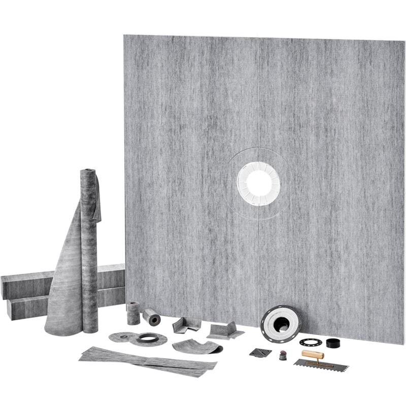 Mophorn - Kit de bordure de douche 1828x1828 mm, kit de receveur de douche avec bride centrale en pvc de 50,8 mm, grille en acier inoxydable de 101,6