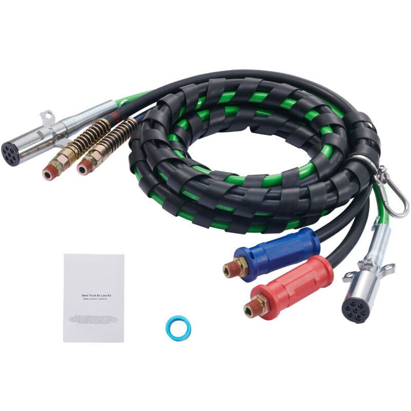 Kit de conduites d'air pour semi-remorque 12 pieds Tuyaux d'air 3 en 1 et prise SAE-J560 à 7 voies Ligne d'alimentation abs - Mophorn