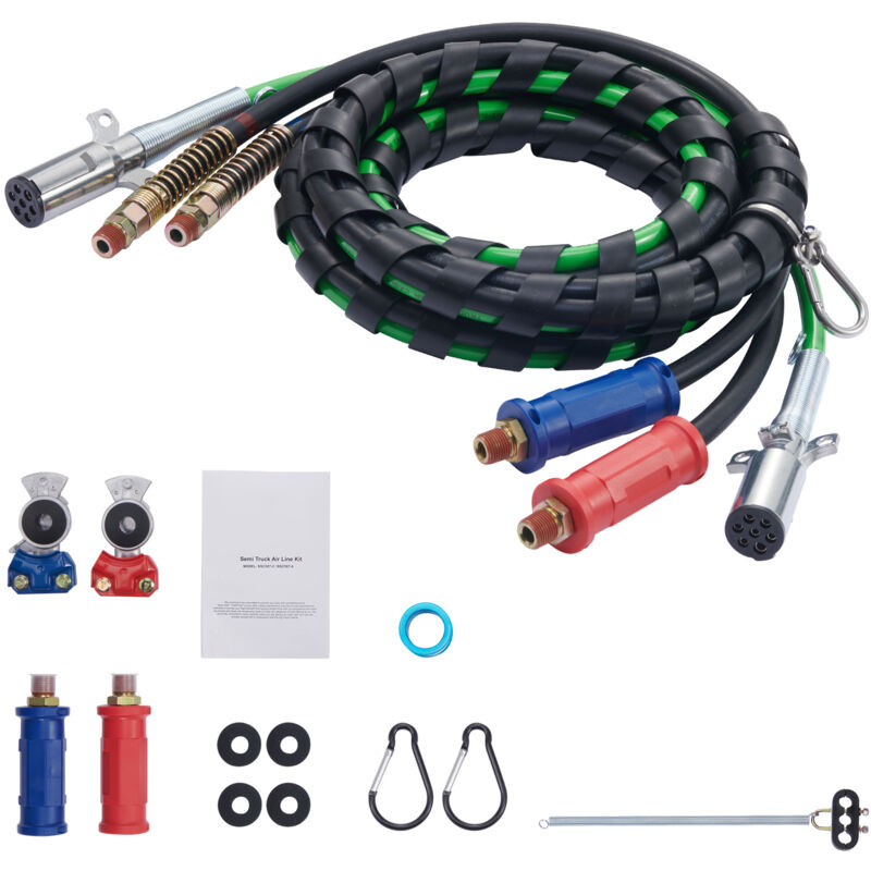 Kit de conduites d'air pour semi-remorque 3 en 1 15FT, comprend 2 mains et poignées, tuyau d'air durable pour camions - Mophorn