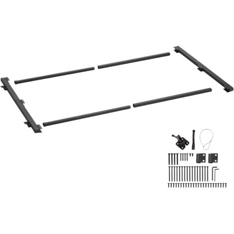 Mophorn Kit de construcción de portones, ajustable para aberturas de 40 a 72 pulgadas, de 4 a 5 pies de alto, marco completo anti-hundimiento, cerradura con pestillo de madera, hierro, negro