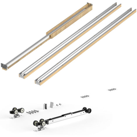 Mophorn Kit de Contre-châssis pour Porte Coulissante 61-91,4cm de Largeur et 203cm de Hauteur,Système de Porte Escamotable avec Mécanisme de Fermeture Douce Bidirectionnelle,Idéal pour Salon ou Maison