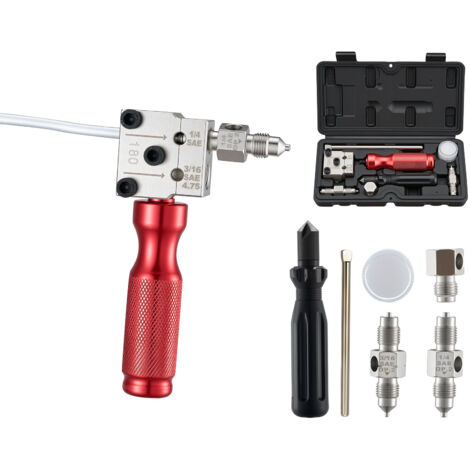 Mophorn Kit de herramientas para abocardar tuberías de freno, diseñado para realizar abocardados simples y dobles a 45° en tubos de cobre de 4,75 mm y 6,35 mm. ideal para reparar líneas hidráulicas