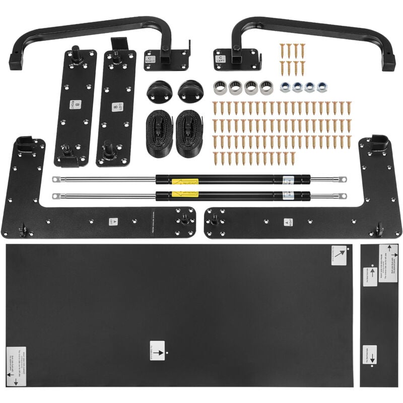 Kit de lit escamotable, taille double, lit mural vertical à monter soi-même, support à levier pneumatique, cadre robuste, armoire pliante peu