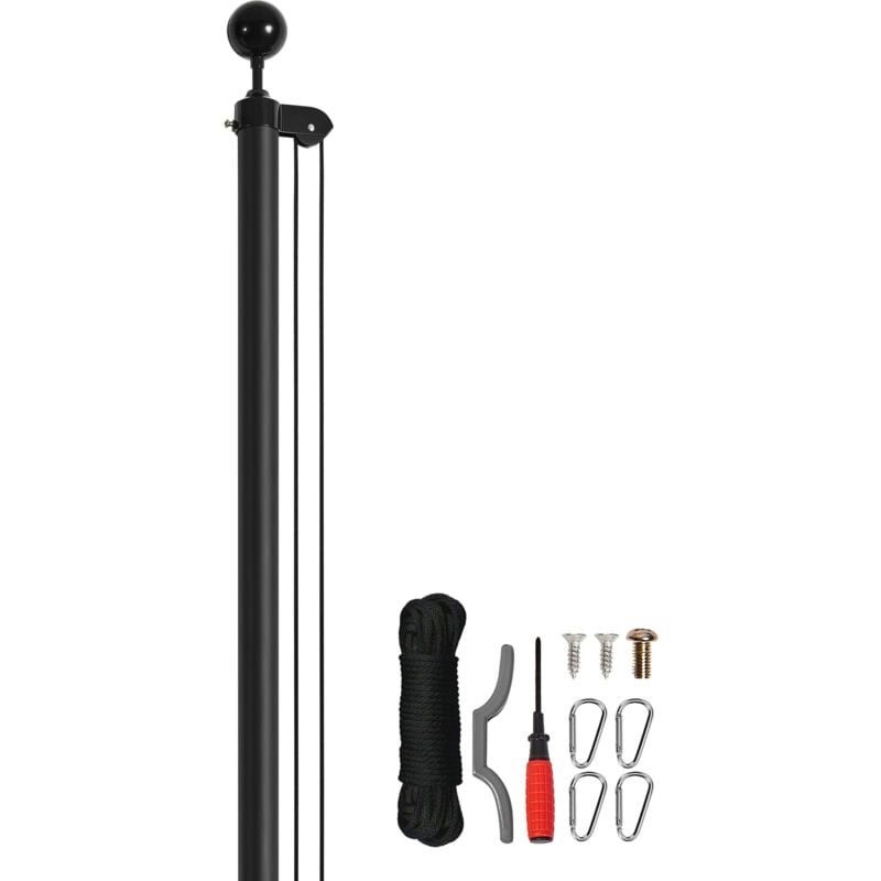 Mophorn - Kit de mât de drapeau amovible 20 pieds, alliage d'aluminium robuste pour l'extérieur, 3 modes, accessoires professionnels, drapeau