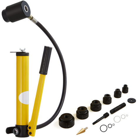 Mophorn Kit de punzón hidráulico de 10 toneladas, juego de cortadores de orificios para conductos de 1/2" a 2", kit de herramientas de KO de 6 piezas para aluminio, latón, acero inoxidable