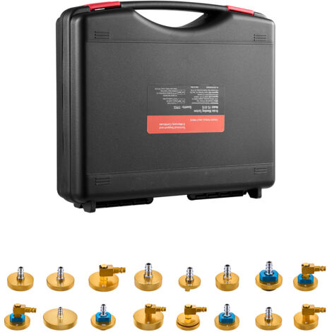 Mophorn Kit de purgador de frenos, 17 piezas, adaptador profesional de líquido de frenos con mango, adaptador de purga duradero para la mayoría de vehículos