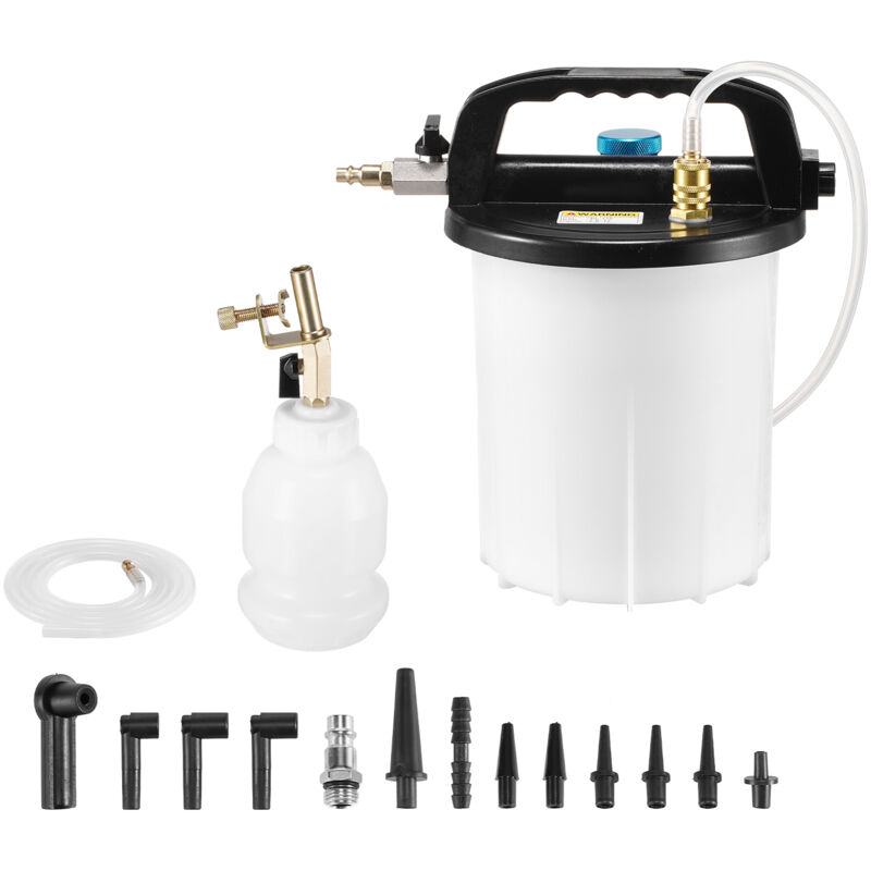 Kit de purge de frein 3 l, extracteur de liquide de frein avec siphon de 1 l, 13 raccords de tuyau, tuyau en silicone allongé et poignée, compatible